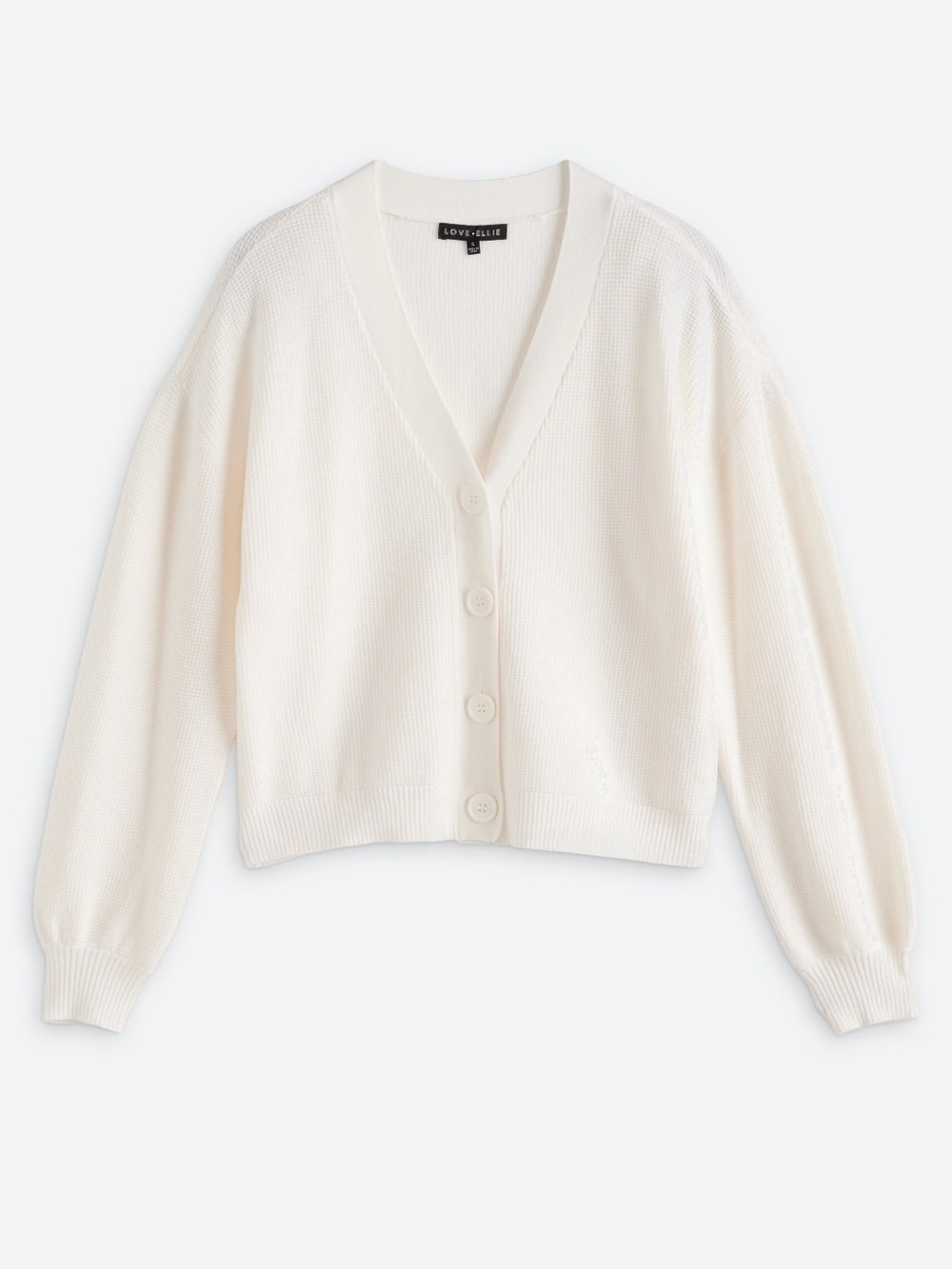 LOVE + LIE Ivory V-Neck Button Cardigan
